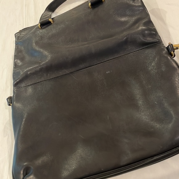 Fossil Memoir Anthology Crossbody Foldover Tote Black Leather Purse Shoulder Bag - Picture 10 of 16